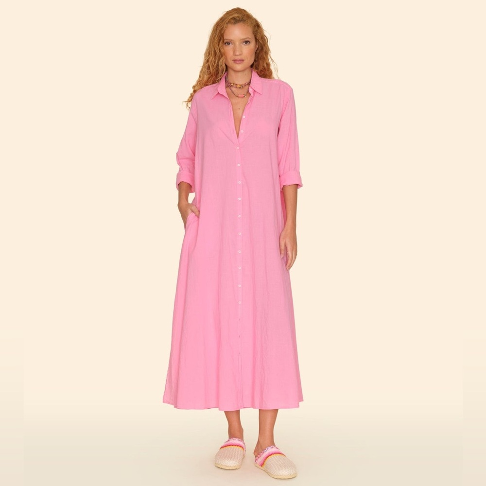 XIRENA Boden Shirt Dress in Pink
